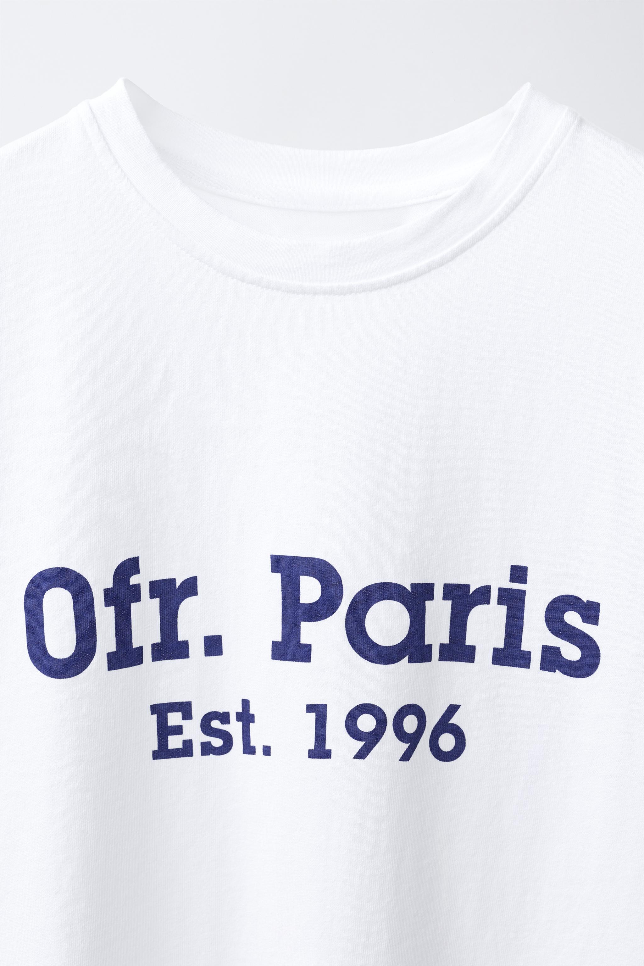 T-SHIRT INSCRIPTION CONTRASTE MANCHES COURTES 0FR. PARIS X ZARA